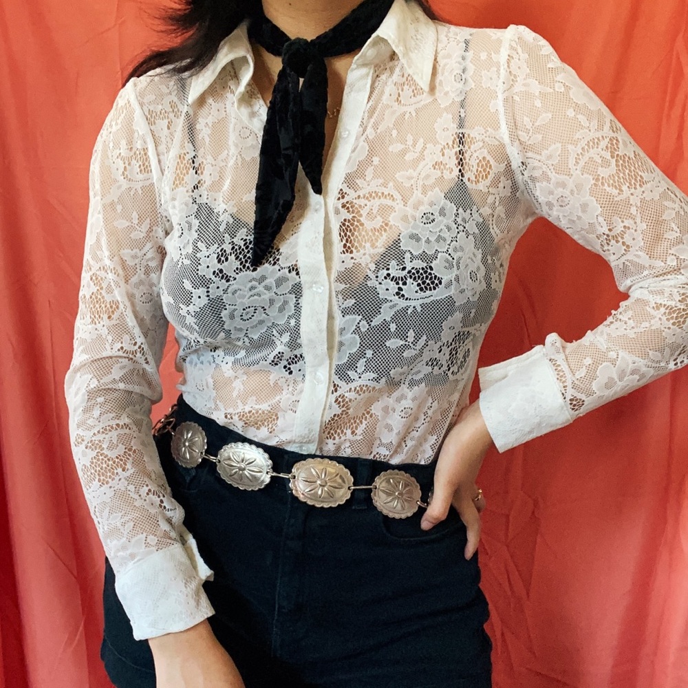 Vintage White Lace Blouse